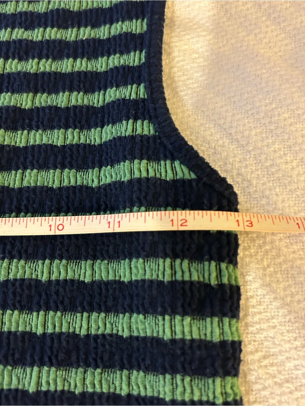 See You Monday Striped Sleeveless Knit Tank Top - Green/navy, size medium - Picture 10 of 12
